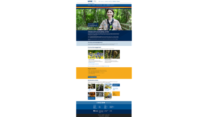 Screenshot of a UVic landing page