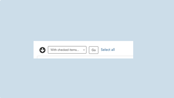 Screenshot of the bulk actions dropdown for LiveWhale RSVPs