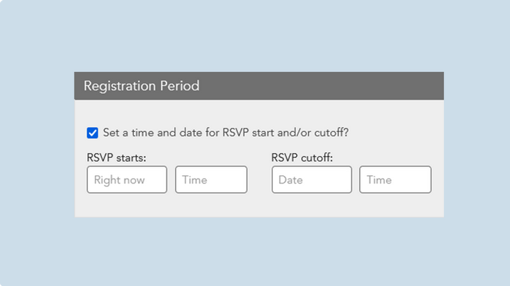 Screenshot of registration period settings in LiveWhale